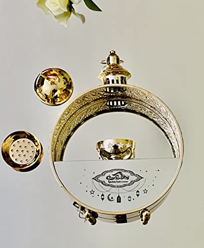 Eid Mubarak Islamic Metal Lamp Islamic Lamp, Eid ul Fitr Hanging Lantern Glass and Metal Lantern 14"X10" (Lantern) - color: Lantern