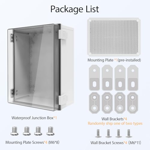 Electrical Box IP65 Waterproof ABS Plastic Enclosure Outdoor and Indoor Project Box Hinged Clear Cover with Mounting Plate Wall Brackets, Outer Dimension 15.7"x 11.8" x 7.1", Grey - size: 15.7"x 11.8" x 7.1" (1pc)