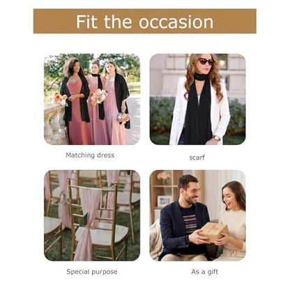 Ladiery Chiffon Shawl Wraps for Women Evening Dresses, Elegant Soft Sheer Shawls for formal dressy Bride Wedding - color: Black(1)