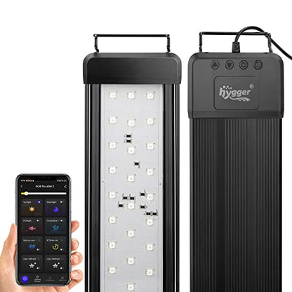 hygger 25W Smart Aquarium Light, Bluetooth LED Light with App Control, Full Spectrum Fish Tank Light with 24/7 Lighting Cycle, 5 Modes, Adjustable Timer, for 18"-24" Freshwater Planted Tank - size: 25W (for 18-24 inch Tank)