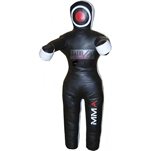 LEATHERAY MMA Jiu Jitsu Grappling Dummy Judo Punching Bag,Brazilian Jiu Jitsu Dummy,Wrestling Grappling BJJ Dummy Black Synthetic Leather - 48 inches-Unfilled