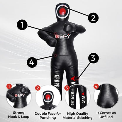 DEFY Vinyl Jiu Jitsu MMA Grappling Dummy Judo Martial Arts Punching Bag Karate - size: 5 Feet