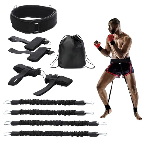 Boxing Resistance Bands, Full Body Physical Workout Trainer | Leg Strength and Agility Speed Trainer, Power Punch Pro for MMA, Volleyball Basketball Football Training Equipment