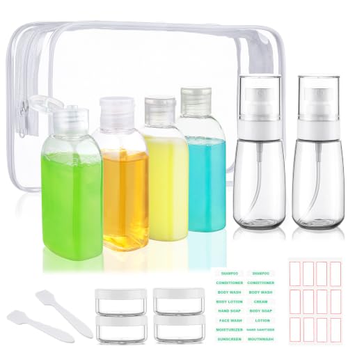 Travel Bottles for Toiletries 10 PCS 3.4oz Travel Size Containers - color: D-Transparent