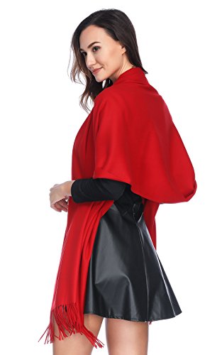 Pashmina Shawl Wraps Scarves Evening Dresses Wedding Bridesmaid for Women - color: Red