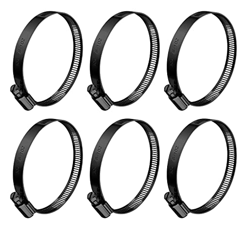 BOTTEN 6pcs Black Hose Clamp,3"-4"Inch(78-101mm)304 Hose Clamps Stainless Steel Adjustable Worm Gear Hose Clamps Assortment Kit,radiator hose clamps fuel line clamps - size: 3''–4''