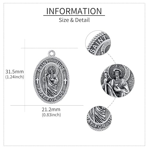 Sterling Silver 3 Nails Cross/Saint/Egyptian/Catholic Cross/Holy Spirit Necklace Religious Pendant Jewelry for Women - style: St Jude