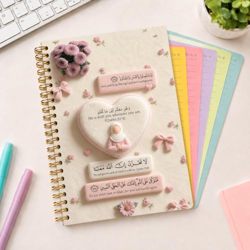 Spiral Notebook 8.3x5.5 Inch, Colorful Pastel Lined Tearable Inner Paper, Decorative Printed Cover Journal for School Office Daily Writing Planner Memo Diary