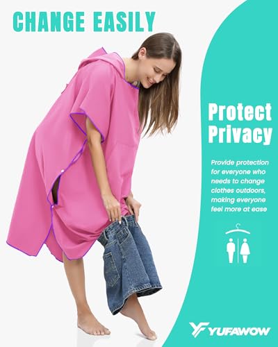 Yufawow Men Women Hooded Towel Changing Wearable Cloth Swimsuit Bikini Coverup Dry Robe Bathing Swim Parka Jacket Suit Dress Wrap Plus Size for Beach Hiking Pee Surf Board Pool Shower - color: Black