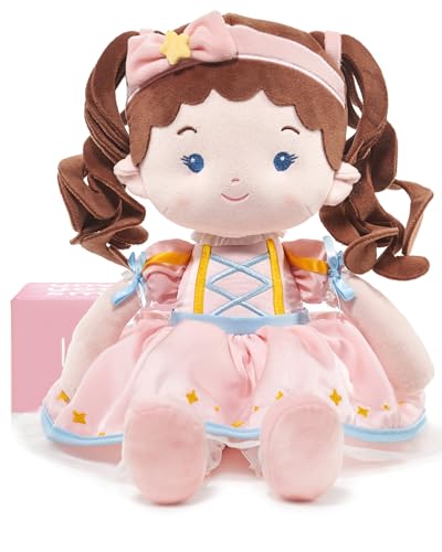 LeyaDoll Soft Plush Baby Doll 16'', First Rag Doll for 1 Year Old Girl Gift - color: Princess Twinkle-pink