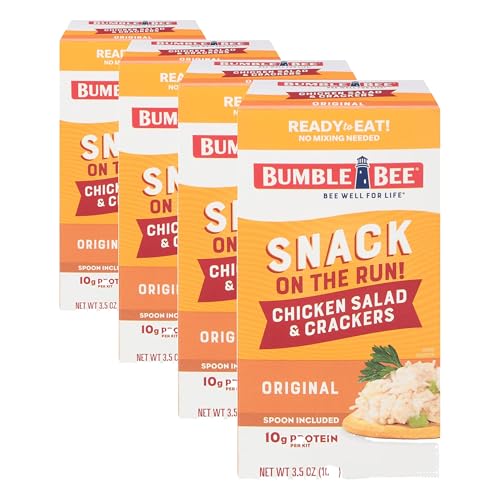 Bumble Bee Snack On The Run! Protein Snack Pack - Original Chicken Salad with Crackers - 10g Protein per Box - Ready to Eat Easy-Open Canned Chicken Salad (Pack of 4) - size: 3.5 Ounce (Pack of 4)