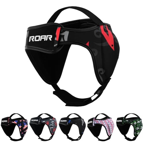 ROAR-INT Wrestling Headgear Men BJJ Ear Guard Protection MMA Grappling Cauliflower Helmet - color: Eagle-Red (Pack-1)