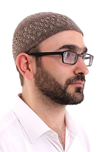 ihvan online Turkish Muslim Winter Velvet Kufi Hats for Men, Taqiya, Takke, Peci, Islamic Caps, Islamic Gifts, Standart Size - color: Brown