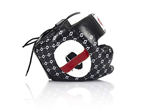 Fairtex Muay Thai & Boxing Headgear | Protective Sparring Head Guard with Adjustable Straps, Multi-Layer Padding, Enhanced Vision & Coverage - color: HG10 Black Lace-up, size: Medium