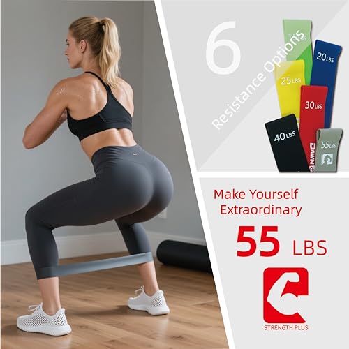 6-Level Resistance Loop Bands Up to 55LBS for PT & Strength | Color-coded, tear-resistant, quick rebound. Tracker card, bag & guide. Yoga, Pilates, home, travel & gym.