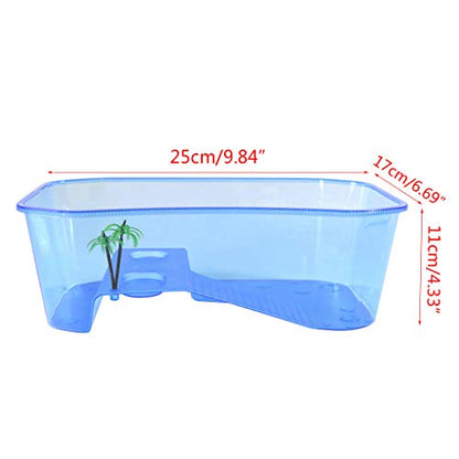 for Turtle Vivarium Box Aquarium for Breeding Box Habitat Tortoise Food Feeding Box with Basking Pl - color: Blue