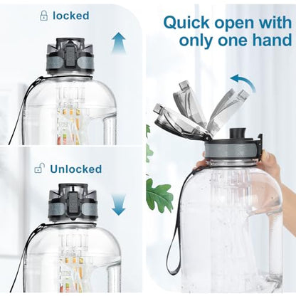 UTEBIT 74oz Fruit Infuser Water Bottle, BPA Free & Leak Proof, Clear | Half Gallon Insulated Sports Water Bottle With Straw, 2.2L Ex Large Water Jug with Strap for Gym, Camping, Travel, Outdoor - style: 74OZ