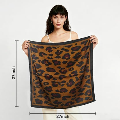 27" Head Scarf Like Satin Silk for Women,Hair Scarves Bandana,Headband Silk Feeling for Hair Wrap - color: Brown Leopard Print