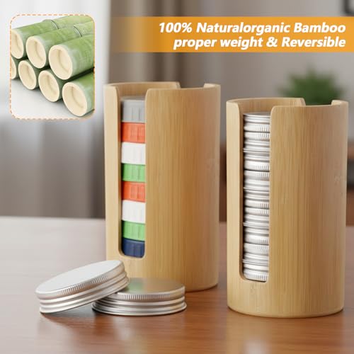 2Pcs Mason Jar Lid Organizer, Bamboo Vertical Storage Holder, Mason Jar Accessories, Bamboo Storage Holder for Home Kitchen Organization & Tumbler Lids (Wide Mouth) - size: Wide Mouth