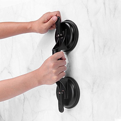 FCHO Glass Suction Cup Heavy Duty Lifter for Glass Dent Repair 2 Pack Black | Heavy Duty Aluminum Glass Suction Cup, Aluminum Handle With Hooks, For Large Glass Tile Moving, Lifting Panel Dent Fixing Rep - color: Black