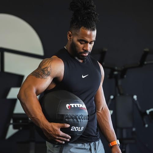 Titan Fitness 25 LB Composite Wall Ball, Soft Shell Poly-Composite Laminate Cross Texture Non-Slip Grip, Tight Stitching, Medicine Ball for Core, Full-Body, Functional Workouts, Exercise Ball