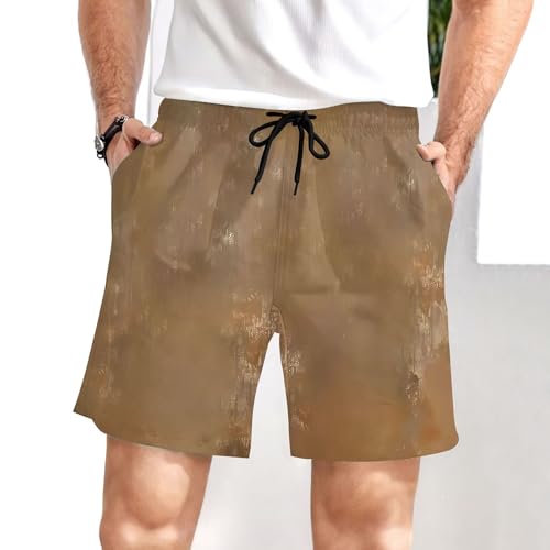 Ctreela Men's Funny Dog 3D Graphic Yellow Loose Fit Summer Beach Shorts - color: Coffee, size: Medium