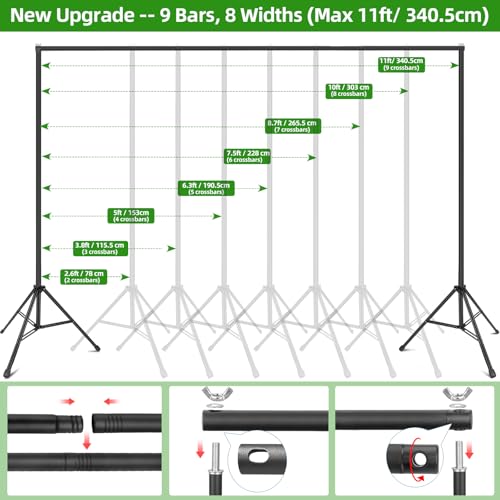 Hemmotop Photo Backdrop Stand 11x10ft, Heavy Duty Background Frame Kit - size: 11x10ft