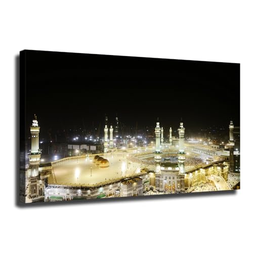 Islamic Canvas Wall Art Print Pilgrimage To Mecca Poster on Canvas Art Print, Wall Art for Living Room, Bedroom, Home Corridor Apartment Decor (08x12inch Unframed) - size: 08x12inch Unframed