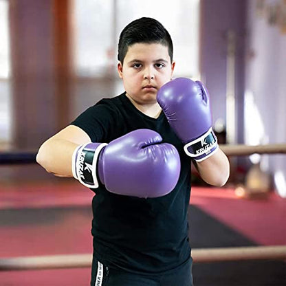 Kruzak Boxing Gloves for Kids 5-10 Years Training, Sparring, Kickboxing, Muay Thai, Martial Arts & MMA Fighting - Boys & Girls Punch Bag Mitts Training - color: Purple, size: 8 oz