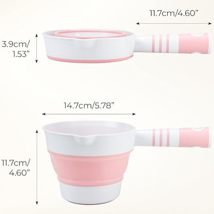 2Pcs Collapsible Water Ladle Bathroom, Foldable Water Scoop & Dipper, Travel Tabo Portable Rinse Cup for Hair Washing Cleaning Soaking, Kitchen Garden Camping, Small Plastic Shower Bucket Pourer Mug