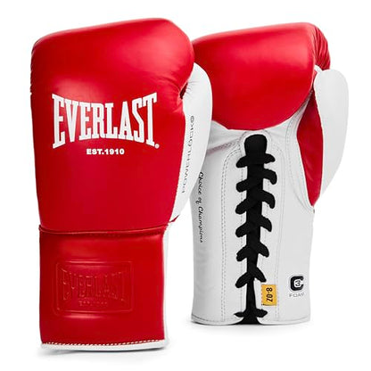Everlast Powerlock OG Pro Boxing Gloves | Lace Up Fight Gloves - color: Red/White, size: 10oz X-Large