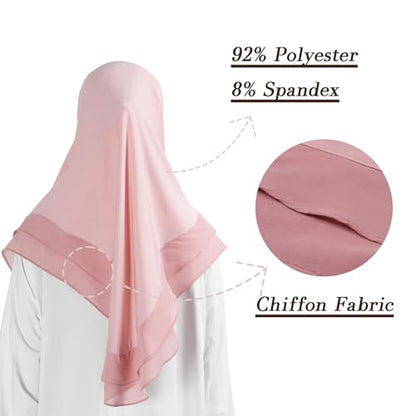 Hijab for Women Muslim Patterned Headscarf Arabian Headscarf Islamic Khimar Prayer Cloth Hijab Scarf for Women - color: Pink