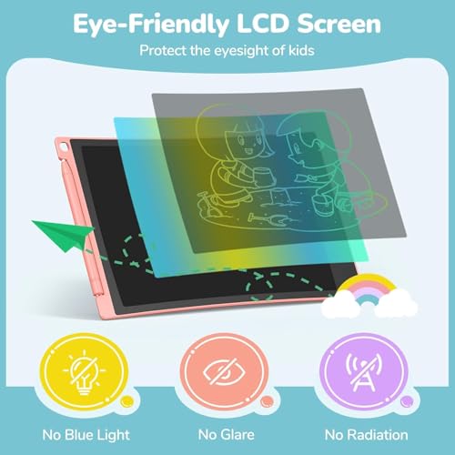 TECJOE 4 Pack LCD Writing Tablet for Kids, 8.5 Inch Toddlers Drawing Tablet - color: Blue & Purple & Green & Dark Blue