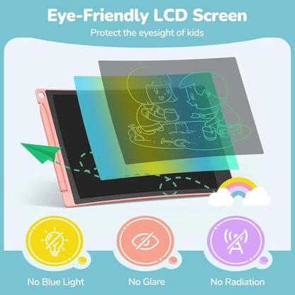 TECJOE 4 Pack LCD Writing Tablet for Kids, 8.5 Inch Toddlers Drawing Tablet - color: Blue & Pink & Purple & Green