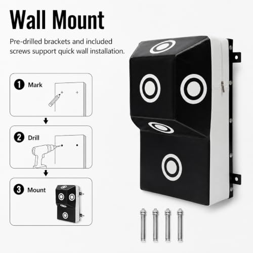 Wall Mount Boxing Training Bag - Uppercut Boxing Training Punching Target - Heavy Punching Bag for Adults for Bedroom/Living Room/Gym - color: Black M (13.78*9.84*23.62 Inch)