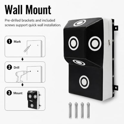 Wall Mount Boxing Training Bag - Uppercut Boxing Training Punching Target - Heavy Punching Bag for Adults for Bedroom/Living Room/Gym - color: Black M (13.78*9.84*23.62 Inch)