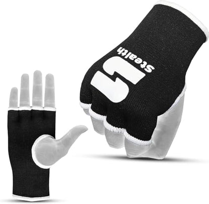 Stealth Sports Boxing Hand Wraps Inner Gloves – Premium Boxing Inner Gloves – Half Finger Boxing Punching Mitts – Elasticated Wrap Boxing Mitts for Kickboxing, Muay Thai, MMA - size: Small-Medium