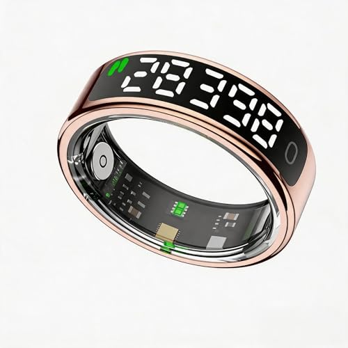 Smart Ring with Display for Men Women, Fitness Tracker Ring with Sleep Tracking, Heart Rate & Blood Oxygen Monitor, Activity Tracker Smart Ring with Step Counter (8#) - size: 8#