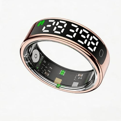 Smart Ring with Display for Men Women, Fitness Tracker Ring with Sleep Tracking, Heart Rate & Blood Oxygen Monitor, Activity Tracker Smart Ring with Step Counter (10#) - size: 10#