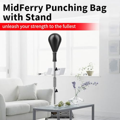 Punching Bag for Adults and Kids - Height Adjustable Suction Cup Base Boxing Bag with Stand, Boxing Equipment Fitness, Reflex Bag Speed Bag for Training - color: Black