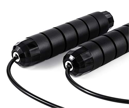 BOOMIBOO Jump Rope, Adjustable Jump Ropes,Skipping Rope Tangle-Free Rapid Speed with Ball Bearings for Women Men Kids,Exercise & Slim Body Jumprope at Home School Gym - color: Black+Blue
