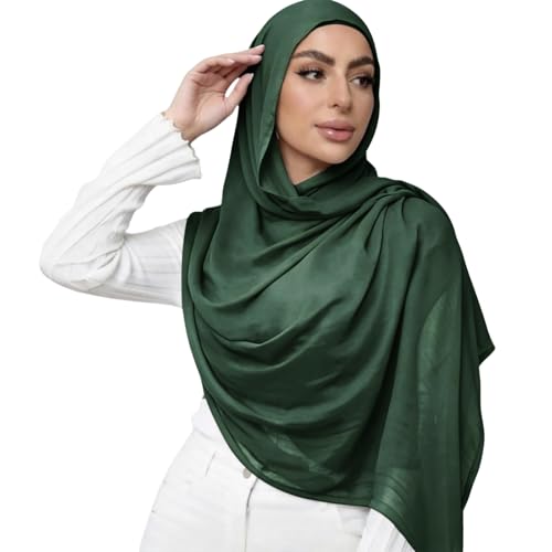 Viscose Hijab Scarf for Women Muslim Cotton Jersey Hijab Fashion Long Scarf Shawls - color: Forest