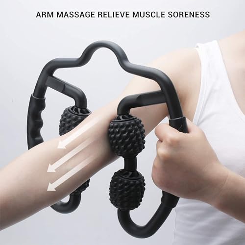 4 Wheels Foam Roller Muscle Massager for Leg Neck Hand Arm,Trigger Point Muscle Relax Massager Indoor Sports Yoga Bodybuilding Equipment (Purple) - color: Purple