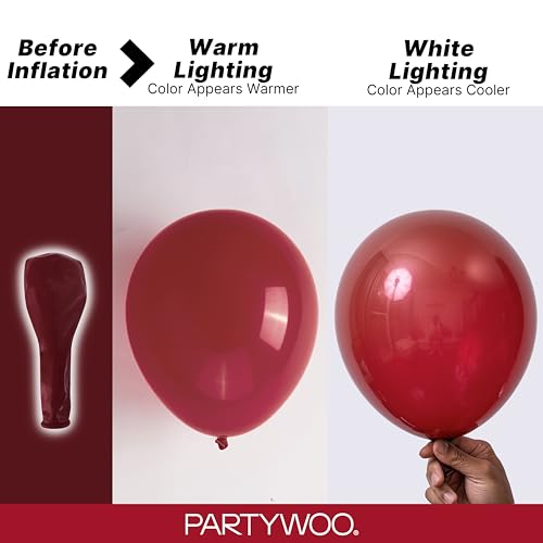 PartyWoo Burgundy Balloons 128pcs Dark Chestnut Red Maroon Color - color: Burgundy-y62