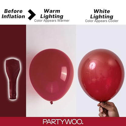 PartyWoo Burgundy Balloons 128pcs Dark Chestnut Red Maroon Color - color: Burgundy-y62