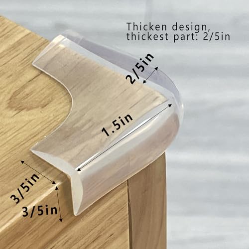 Food-Graded Silicone Clear Corner Protectors, Baby Proofing Table Edge Guards, Pre-Taped Adhesive Soft for Kids Child Safety Proof, Cabinets Counter Furniture Bumpers (4, 3/5x3/5 in (Width)) - size: 3/5x3/5 in (Width)