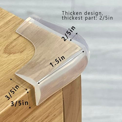 Food-Graded Silicone Clear Corner Protectors, Baby Proofing Table Edge Guards, Pre-Taped Adhesive Soft for Kids Child Safety Proof, Cabinets Counter Furniture Bumpers (4, 3/5x3/5 in (Width)) - size: 3/5x3/5 in (Width)