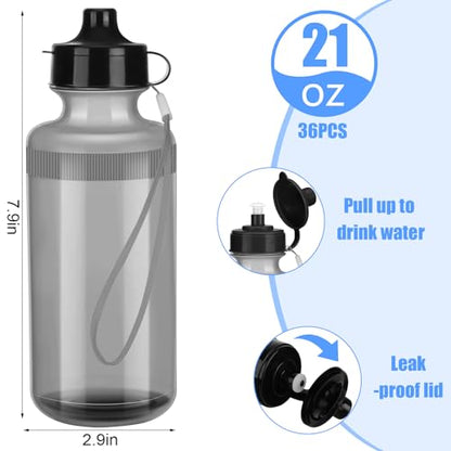 Zubebe 36 Pcs Sports Water Bottles Bulk Squeeze Reusable Bpa-free Plastic Water Bottles End of the Year Gifts Summer Gifts for Students School Travel Hiking Cycling Event Team Gift - color: Clear Gray