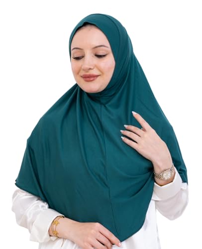 Prien Ready Hijab For Women, One Piece Muslim Instant Turban, Easy To Wear Long Head Scarf, Turkish Islamic Clothes For Abaya - color: Emerald