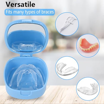 Retainer Case with Mirror & Ventilation Holes for Night Guards, Sky Blue - color: Sky Blue